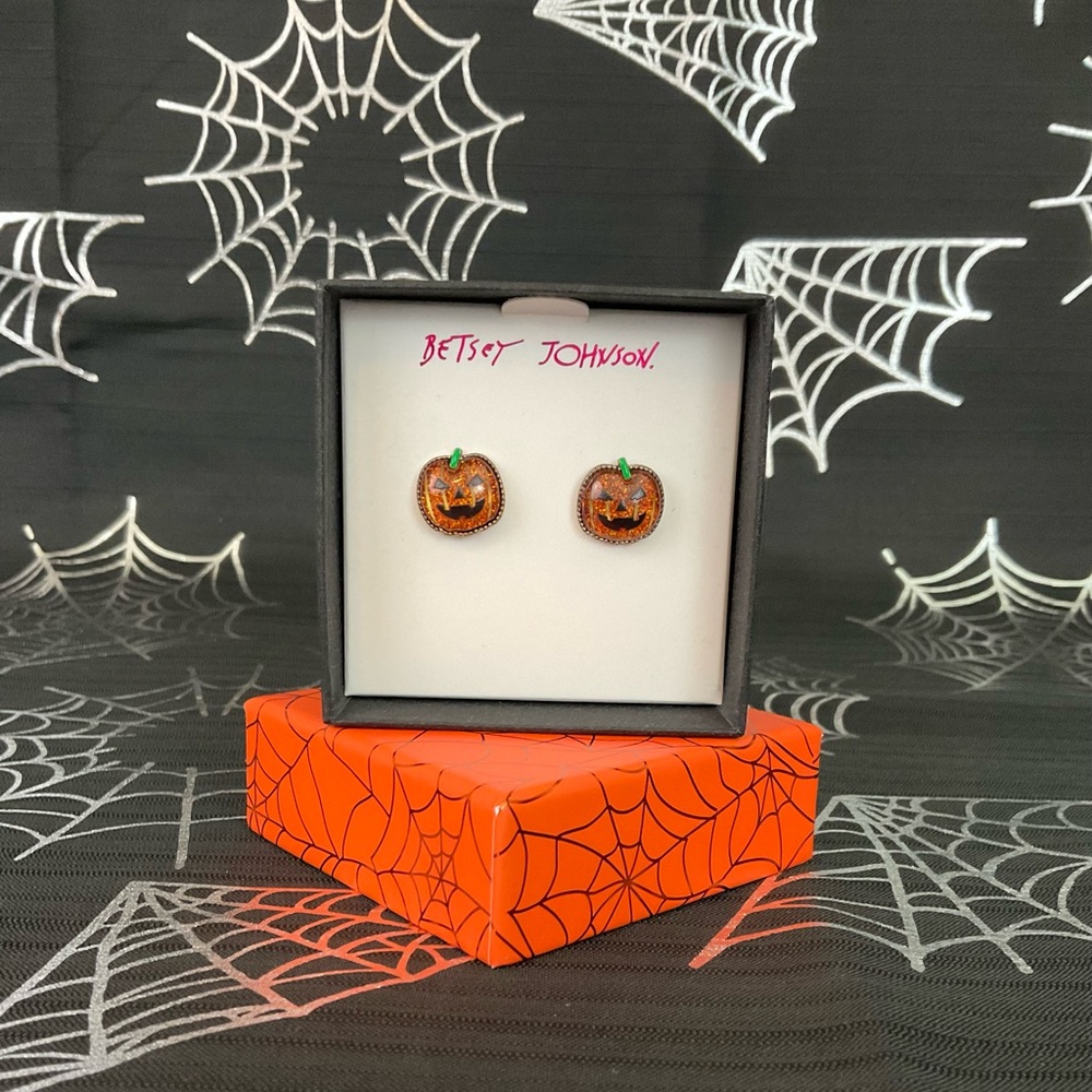 Betsey Johnson Punk.n Spice Pumpkin Halloween Earrings
